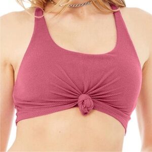 ALO Yoga Ribbed Knot Front Sports Bra - Dusty Rose